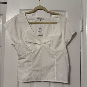 Madewell White V-Neck Blouse
